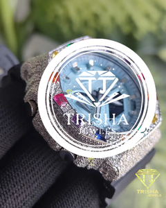 Montre Premium Iced Out avec cadran bleu, diamants Moissanite VVS et construction en argent sterling 925 - Product Image 2