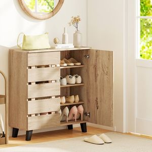 Scarpiera Moderna a 4 Ripiani con Ante a Persiana, Organizzatore Salvaspazio per Esterni - Product Image 3