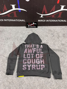 Sudadera con Capucha de Alta Calidad 100% Algodón Grueso para Hombre, Estilo Urbano, con Estampado 'THAT'S AWFUL LOT of COUGH SYRUP' - Product Image 2