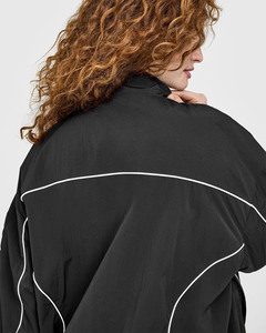 Nuevo Conjunto Deportivo de Invierno para Mujer, Chaqueta Cortavientos Negra Personalizada con Ribete Blanco, Transpirable, de Secado Rápido, 100% Poliéster, para Gimnasio, Fitness y Jogging - Product Image 5