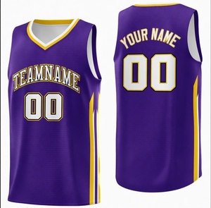 Camiseta de Baloncesto Personalizada Morada, Cuello en V, Sin Mangas, Sublimada, con Nombre y Número del Equipo, Personalizada para Adultos Unisex - Product Image 1