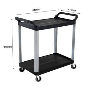 Carrito de Cocina Negro de 2 Niveles con Ruedas, Carrito de Cocina Portátil para Almacenamiento y Servicio, Carrito Resistente para Islas de Cocina - Product Image 6