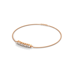 Pulsera de Moissanita Color Oro Rosa, Cadena con Barra de Piedras Ovaladas y Cuadradas, Brazalete Minimalista para Mujer - Product Image 2