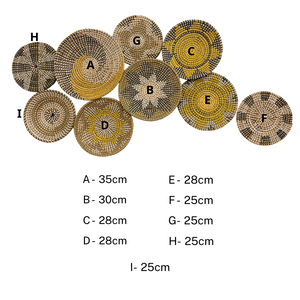 ชุดตะกร้าติดผนังสไตล์โบโฮทำมือจากหญ้าทะเล 9 ชิ้น – จานตกแต่งผนังแบบสาน - Product Image 2