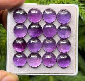 Cabochons en améthyste naturelle, forme ronde, dos plat, taille des pierres précieuses - 10x10 mm - Product Image 2