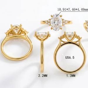 Bague cocktail en or jaune 14 carats 2,3 CT avec diamant de laboratoire taille marquise VVS2 serti par tension, certifiée IGI, plaquée rhodium - Product Image 1