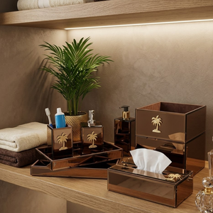 Modern Luxury Glass <b>Bathroom</b> <b>Set</b> Complete <b>Accessories</b> Kit Clear Glass Soap Dispenser Toothbrush Holder Tumbler Soap Dish Stylish - Product Image 4