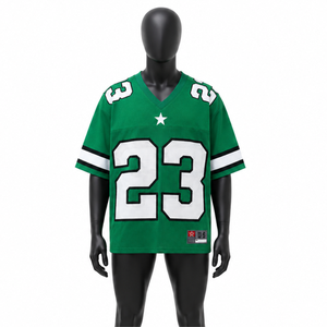 Maillot de football américain surdimensionné personnalisé en mesh, streetwear hip-hop, t-shirt de sport respirant à col en V pour homme, numéro 23 imprimé - Product Image 1