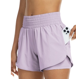 High Waist Solid Sporty <b>Shorts</b> With Pockets Quick Dry Elastic Waist Wholesale <b>Women's</b> Athletic <b>Shorts</b> Manufacturer - Product Image 1