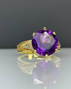 Anillo Solitario Delicado de Amatista Natural con Certificado IGI, Piedra de Nacimiento de Febrero, Plata de Ley 925, Excelente Regalo de Cumpleaños para Fiesta - Product Image 5