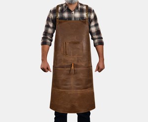 Waterproof Leather <b>Apron</b> for Kitchen <b>BBQ</b> Grill Durable Heat Resistant <b>Apron</b> Bulk Supply OEM Customization LPN-0278 - Product Image 1