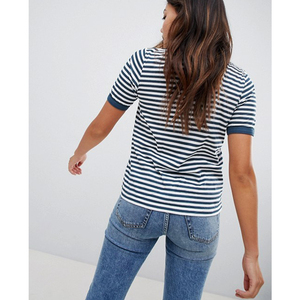 Women's Striped Crew Neck Short Sleeve T-Shirt Regular Fit Casual Spring Summer Cotton Jersey <b>Top</b> - Product Image 2