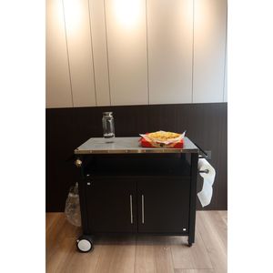 Carrello Barbecue a Due Porte per Esterni con Mobili da Patio, Bar Mobile e Gancio Portaoggetti per BBQ Inclusi - Product Image 3