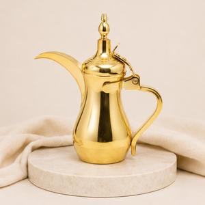Luxury Gold Plated Stainless Steel Arabic Dallah Coffee <b>Pot</b> Traditional Middle Eastern <b>Tea</b> Kettle for Ramadan and Majlis Events - Product Image 4