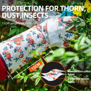 Guantes de Jardinería Florales de Alta Calidad con Puño Largo, Guantes de Trabajo de Cuero Resistentes a Espinas, Guantes de Jardín para Podar Rosas con Puño Largo para Mujer - Product Image 5
