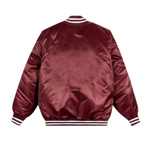 Blouson universitaire d'hiver en satin matelassé losanges bordeaux respirant pour homme grande taille en polyester avec doublure en satin - Product Image 2