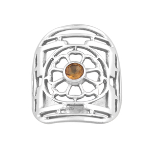 Bohemian Energy Healing Reiki 925 Sterling Silver Golden Citrine <b>Crystal</b> <b>Ring</b> Gypsy Boho Natural Gemstone for Blissful Energy - Product Image 1