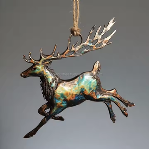 Reno de fundición de aluminio colgante para decoración festiva del hogar escultura navideña para exhibiciones de temporada - Product Image 6