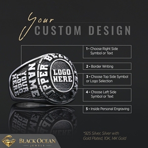 Anillo de Graduación Universitario BOJ MCollege Ring 020 Personalizado en Plata con Diamantes, Unisex, Certificado por GIA, Micro, Bajo Precio - Product Image 5