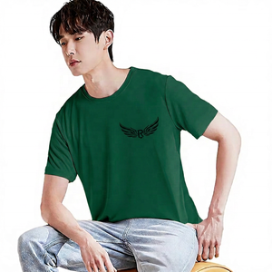 เสื้อยืดคอกลมแขนสั้นสีเบจสำหรับผู้ชาย พิมพ์ลายโลโก้ ทรงปกติ ผ้าเจอร์ซีย์คอตตอน ระบายอากาศได้ดี - Product Image 3