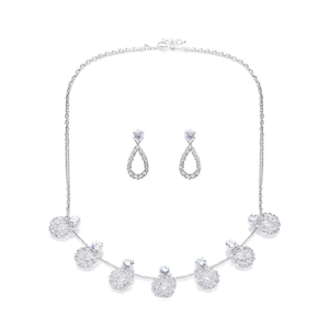 Ensemble de bijoux fantaisie pour femmes - Collier et boucles d'oreilles pendantes en zircone cubique et diamants américains - AD0038S - Product Image 2
