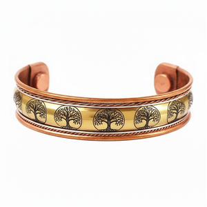 Kada en cuivre magnétique pour thérapie profonde gravé en forme d'arbre - Product Image 6