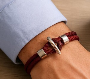 Handmade Adjustable Braided <b>Rope</b> <b>Bracelet</b> for Children's SNH Brand Cute Style Leather & Cotton Anniversary Occasion - Product Image 1