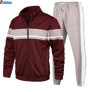 Tenue tendance pour hommes, vêtements de sport pour hommes, nouveau pantalon droit à manches longues, ensemble de sport décontracté avec col vertical tissé - Product Image 4