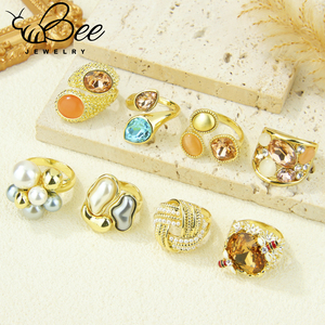 Fashionable Colored Crystal Prom <b>Rings</b> Elegant 14k Italian Designer Unique Handmade <b>Ring</b> <b>Statement</b> Jewelry for Women Party - Product Image 1