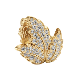 Pendientes de Oro Amarillo de Lujo con Diamantes en Forma de Hoja, Corte Brillante Redondo, Joyería para Uso Diario de Mujer - Product Image 2