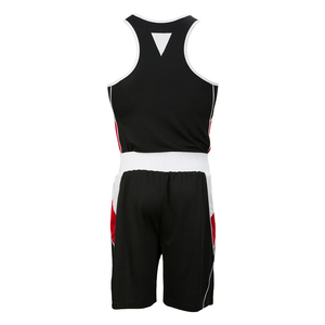 Ensemble de maillot de lutte pour hommes, noir, rouge, blanc, uniforme de boxe, polyester respirant, coupe athlétique, vêtements de sport pour adultes - Product Image 2
