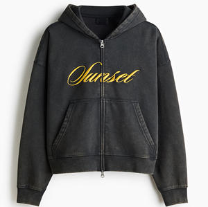 Sudaderas con Capucha para Hombre al por Mayor, con Logotipo Personalizado, Corte Holgado, de Alta Calidad, con Doble Cremallera, Estilo Corto, Tejido de Punto Liso, Poliéster/Algodón - Product Image 5