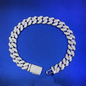 Chaîne cubaine Dvars Diamond pour femme en moissanite, argent sterling 925 plaqué or, 10 mm, style hip-hop, 2 rangs, élégante et glacée - Product Image 1