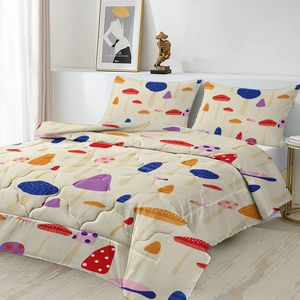 Set Copripiumino a Motivo Fungo, Misura Queen, Rosa Giallo Floreale, Set Biancheria da Letto 3 Pezzi: 1 Copripiumino (228x228cm) e 2 Federe - Product Image 2