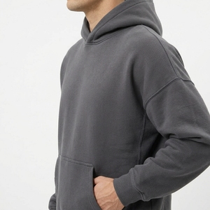 <b>Men's</b> Solid <b>Grey</b> Oversized <b>Hoodie</b> and Sweatpants Set Casual Loose Tracksuit Customized Logo Printing - Product Image 5