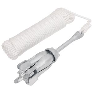Anclaje plegable de hierro fundido galvanizado en caliente de 8,8 LB con anclas de barco plateadas de cuerda - Product Image 1