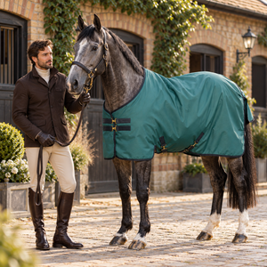 Manta para Caballo de Exterior Color Verde Azulado con Aislamiento de 50G |   Manta Impermeable y Transpirable de Ripstop 900D con Solapa Estándar para Cuello y Cola - Product Image 3