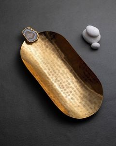 Magnifique plateau de service en laiton gravé, plat décoratif en métal pour les dîners de luxe, les hôtels, les restaurants, les mariages, la restauration spéciale - Product Image 3