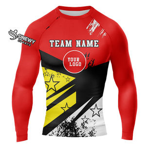 Rashguard de BJJ pour homme en tissu personnalisé de haute qualité, manches longues, séchage rapide, compression, protection UPF50+ sur le devant, respirant et écologique - Product Image 1