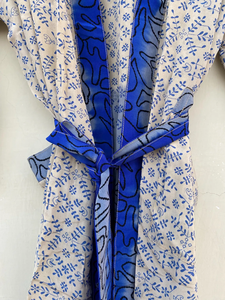 Kimono de baño de algodón hecho a mano vintage en gasa manga larga con cuello en V transpirable verano elegante - Product Image 3