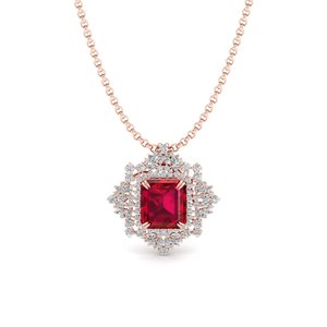 Pendentif REYES en rubis véritable taille émeraude 17,12 carats, bijoux en argent 925 et moissanite, prix de gros usine, joaillerie fine - Product Image 6