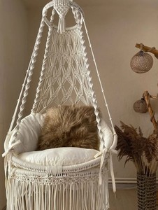 Macrame Hanging <b>Chair</b>, Macrame Porch rocking <b>swing</b>, <b>Hammock</b> <b>Chair</b>, Macrame Round <b>Swing</b> - Product Image 3