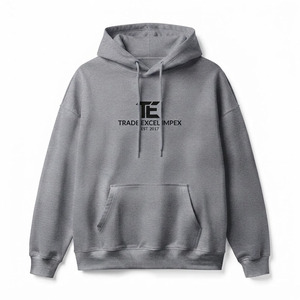 Sudadera con Capucha Extra Grande para Hombre Trade Excel Impex, Gris, 100% Poliéster, Felpa Francesa, Logotipo Frontal, Ropa Casual de Invierno - Product Image 1