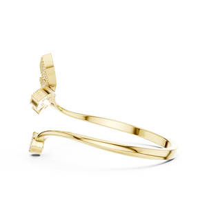 Anillo de Oro Sólido de 14k para Mujer con Diseño de Mariposa y Diamante de Corte Redondo Minimalista, Ideal para Regalo, Compromiso, Aniversario, Boda - Product Image 2