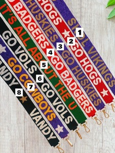 Correa ancha de vaquero con cuentas para bolso de estadio, cartera, día de partido, universidades, correa de bolso con cuentas personalizada - Product Image 3