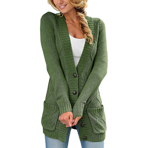 New Arrival High Quality Wool Button-up Women's <b>Cardigan</b> <b>Sweater</b> With Breathable Pocket Decor With Custom Logo SOLID Pattern - Product Image 6