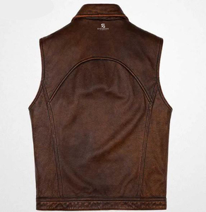 Men's Premium <b>Leather</b> <b>Vest</b> Wholesale Adults OEM ODM Custom Biker Motorcycle Jacket Sleeveless Casual Outerwear 2026 - Product Image 5