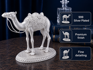 Idolo de Camello Chapado en Plata 999 de Jaipur Metals |   100% Latón |   Decoración y Regalos Modernos para la Oficina en Casa |   10x6.5x8cm |   189g - Product Image 2
