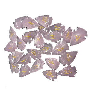 Juego de runas de punta de flecha de cuarzo rosa de alta calidad, runa de cristal, energía Wicca, piedra natural para adivinación y meditación intuitiva - Product Image 3