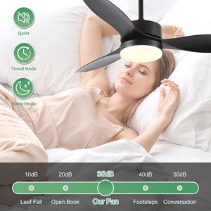 Ventilatore da soffitto moderno da 52 pollici per interni/esterni con kit luci LED a scelta, motore AC/DC 220V, CCT dimmerabile per camera da letto e soggiorno, nero - Product Image 3